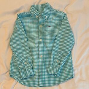 Vineyard Vines Teal & White Gingham Button-Down Shirt
